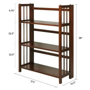 3-Shelf Folding Stackable Bookcase 27.5" Wide-Walnut