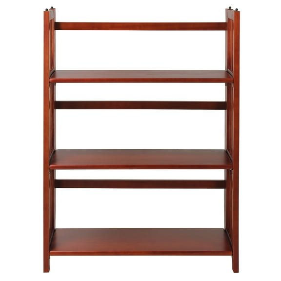 Casual Home 3-Shelf Folding Stackable Bookcase 27.5" Wide-Mahogany