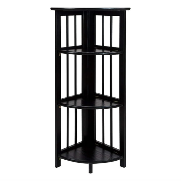 Casual Home 315-12 4-Shelf Corner Folding Bookcase, Black