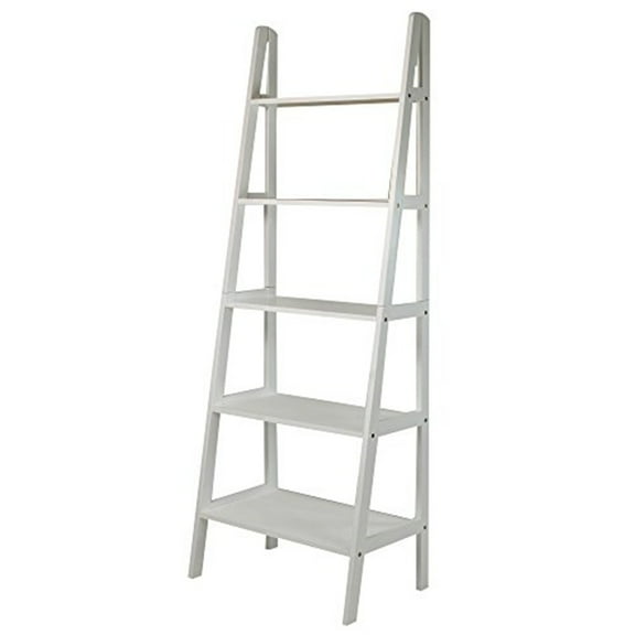 Casual Home 5-Shelf Ladder Bookcase-White