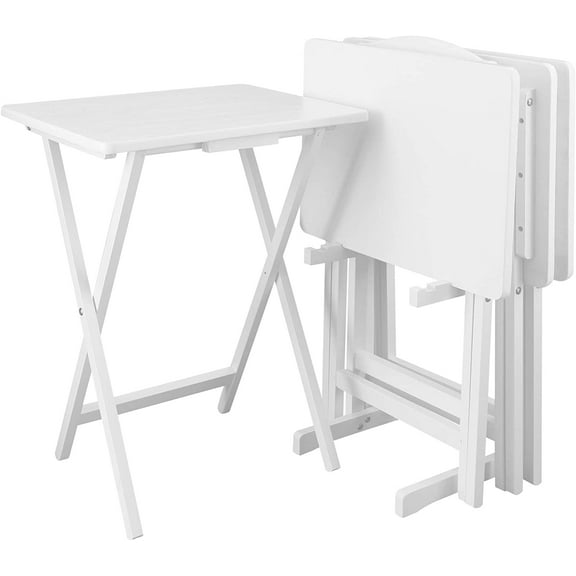 Casual Home 5pcs Tray Table Set, White (New)