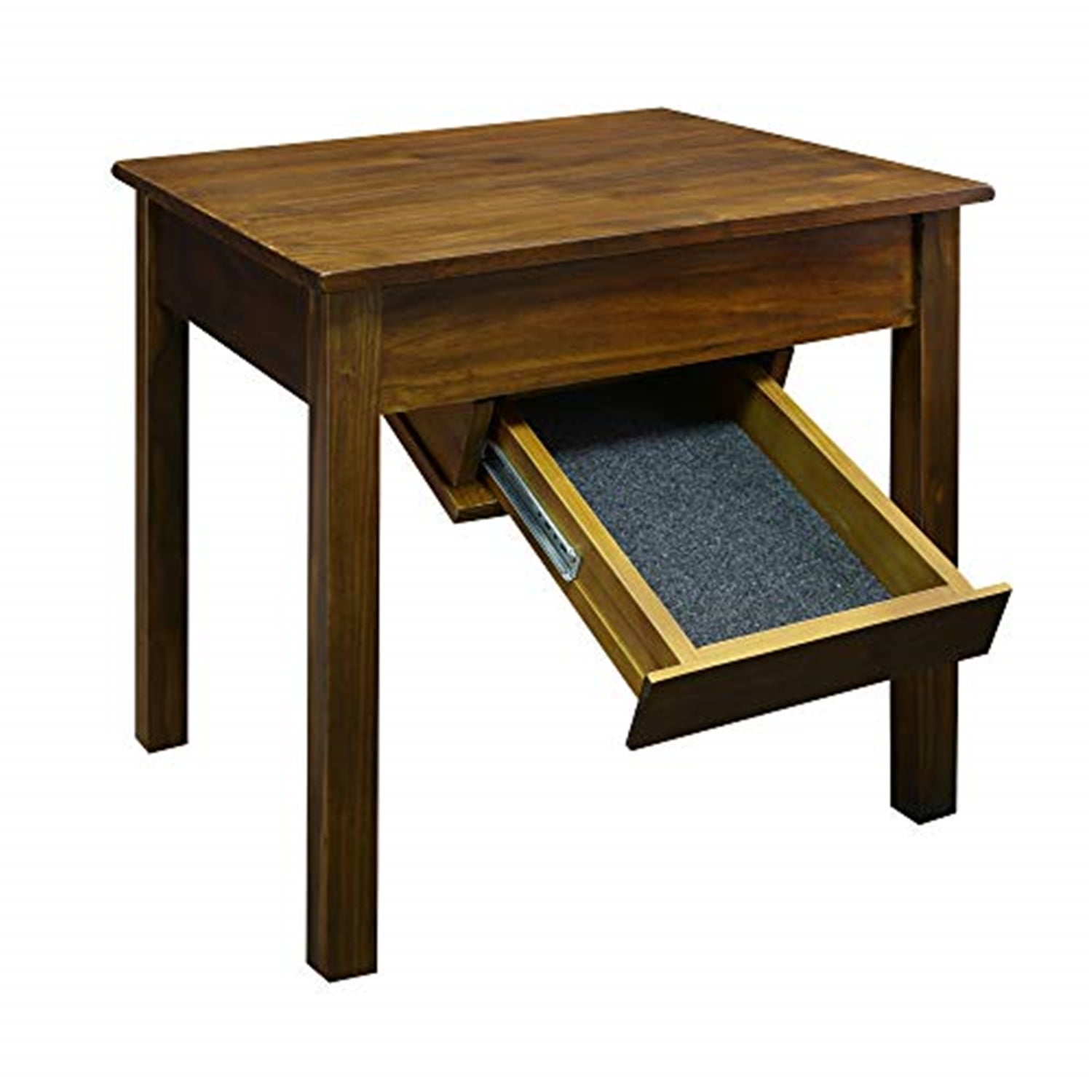 Kennedy 20" Warm Brown Solid Wood End Table with Concealed Storage