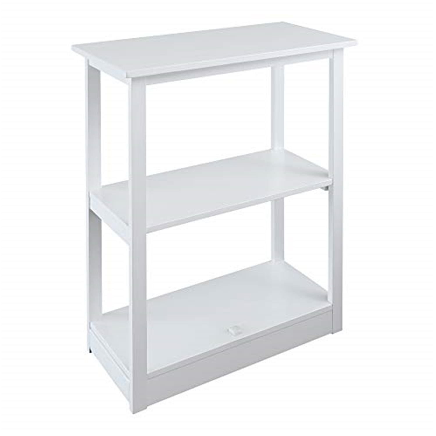 Adams White Solid Pine 3-Shelf Bookcase with Concealed Drawer