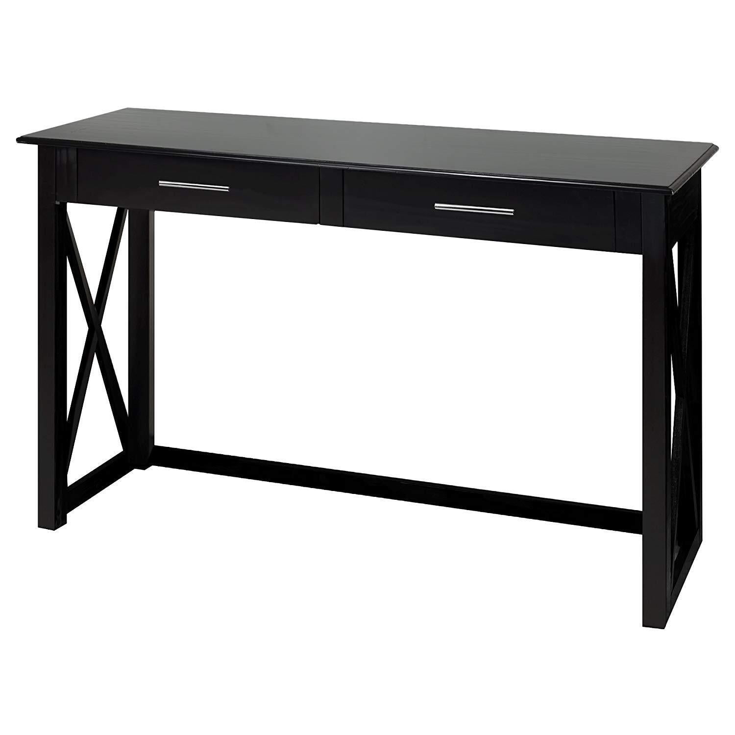 Bay View Black Solid Wood Console Table with Storage Drawers