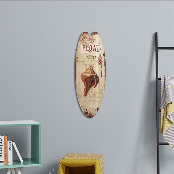 Casual Home Decor Vintage Wooden Surfboard Sign, Beach-Themed Hanging Wall Decor For Living Room Bedroom, Rustic Wooden Plaque For Coastal Interior Decoration, 181Pc Style Wooden