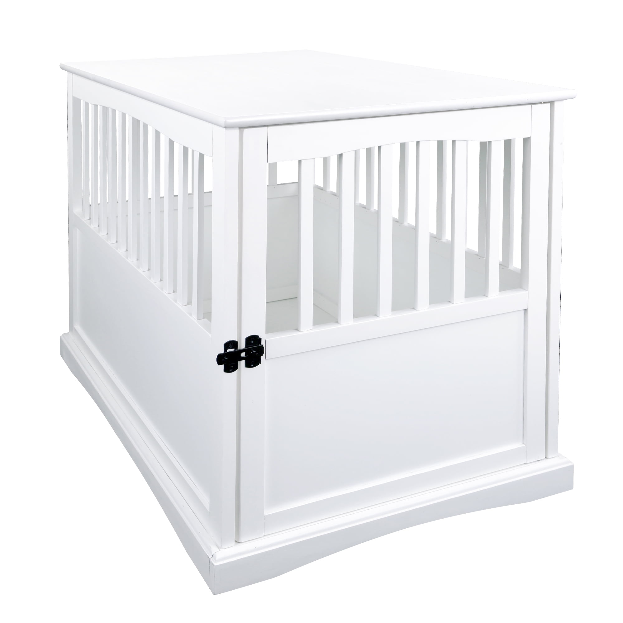 Large White Solid Wood Pet Crate End Table