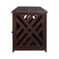 Modern Lattice Wooden Pet Crate End Table - Espresso