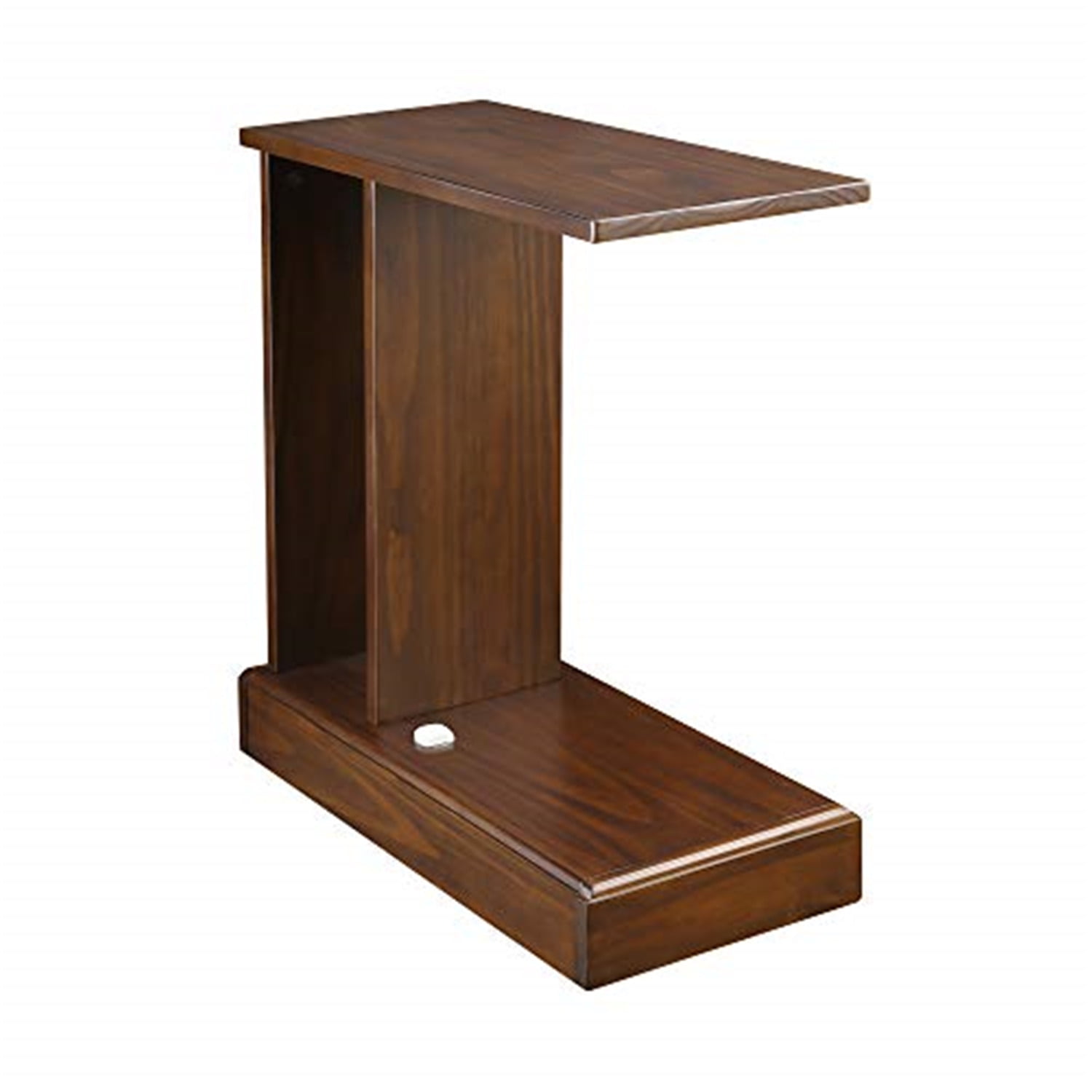 Monroe Warm Brown Wood C-Table with Concealed Drawer