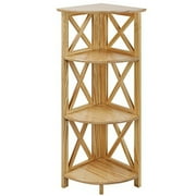 Montego 4-Shelf Corner Folding Bookcase-Natural
