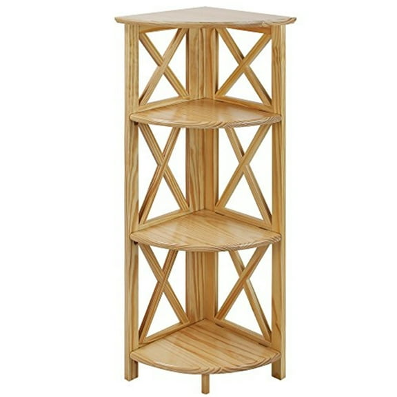 Montego 4-Shelf Corner Folding Bookcase-Natural