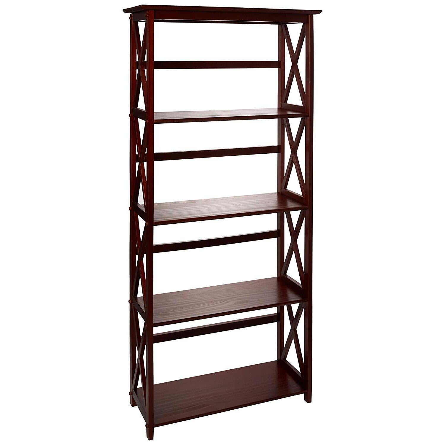 Montego Dark Walnut 5-Shelf Wood Bookcase