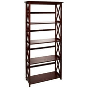 Casual Home Montego 5-Shelf Bookcase-Walnut