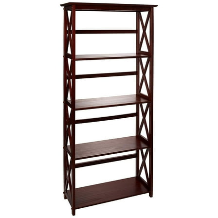 Casual Home Montego 5-Shelf Bookcase-Walnut