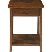 Casual Home Night Owl Nightstand with USB Port - Warm Brown