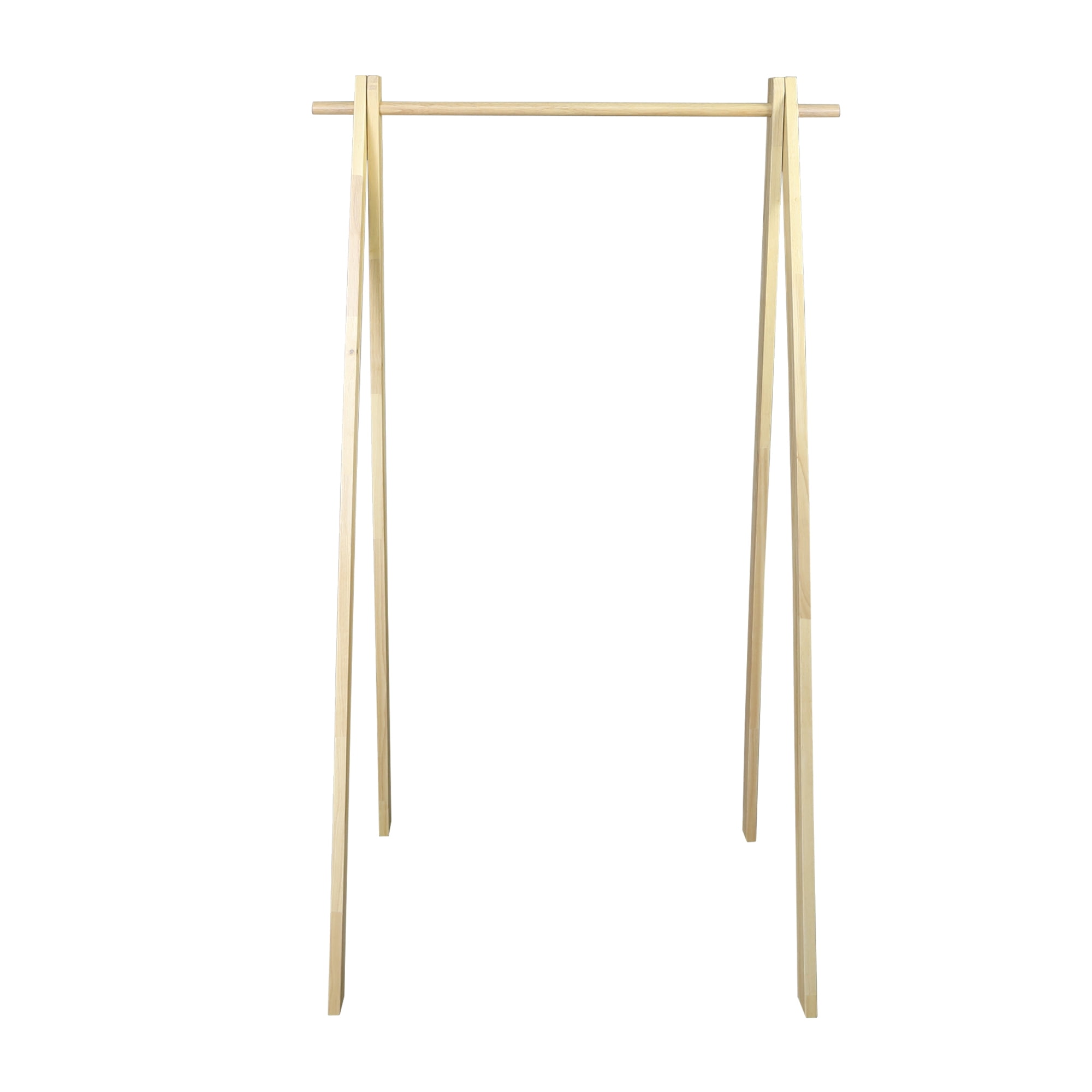 Natural Solid Wood Collapsible Garment Rack with No Tool Assembly