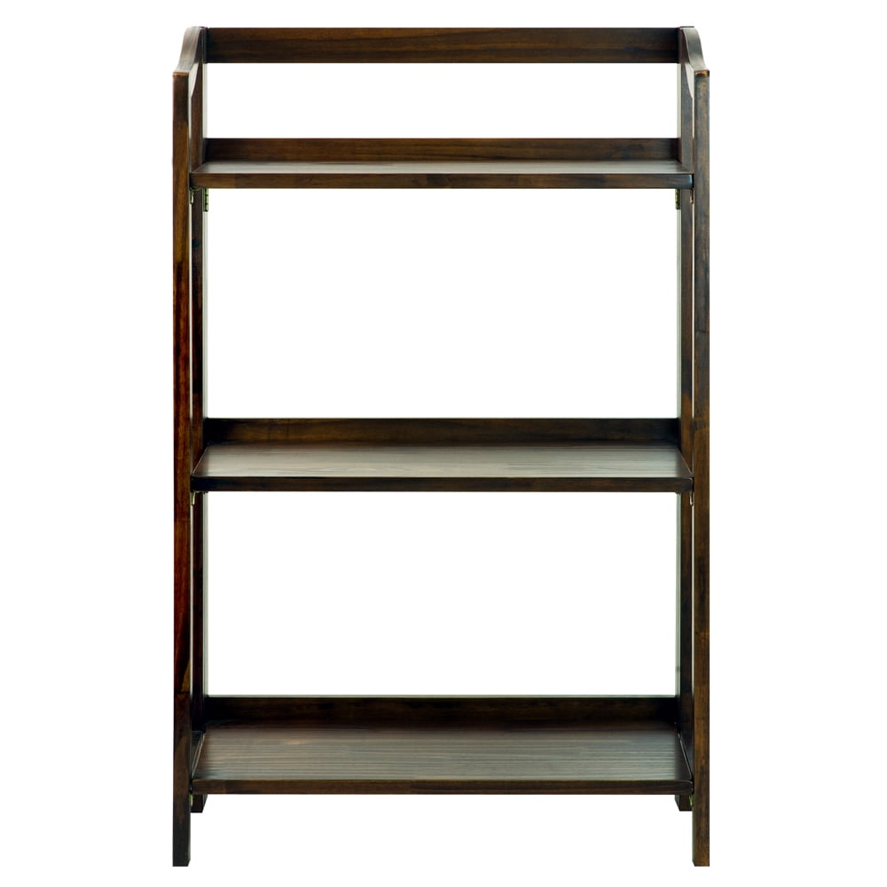 Warm Brown Solid Wood 36" Folding Bookcase with Doors
