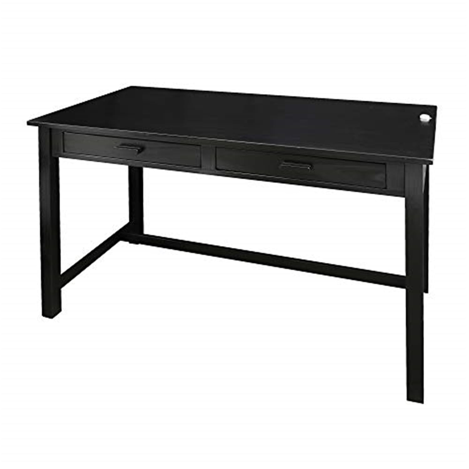 Jefferson Black Pine Wood Desk with Concealed Drawers