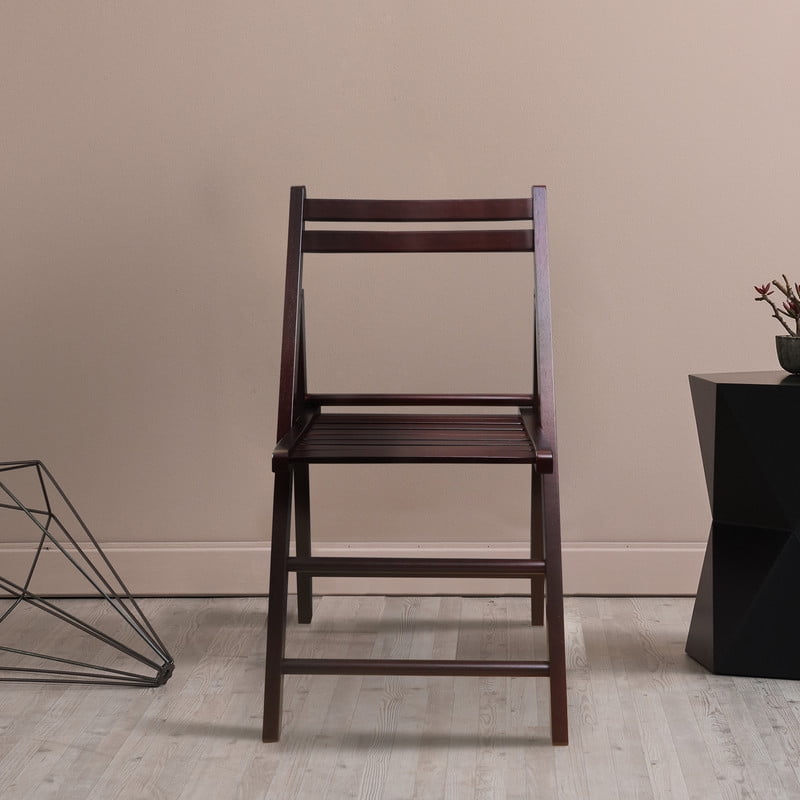 Espresso Rubberwood Foldable Armless Chairs Set of 2