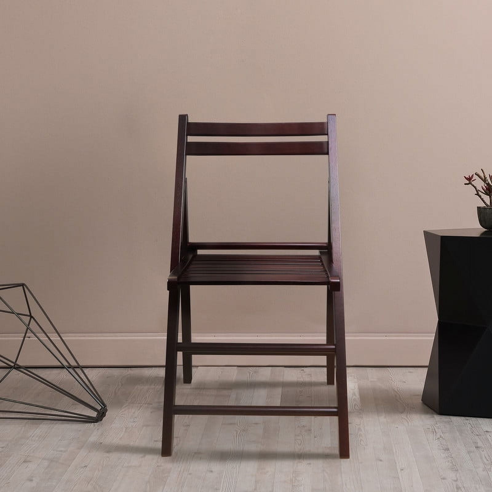 Espresso Rubberwood Foldable Armless Chairs Set of 2