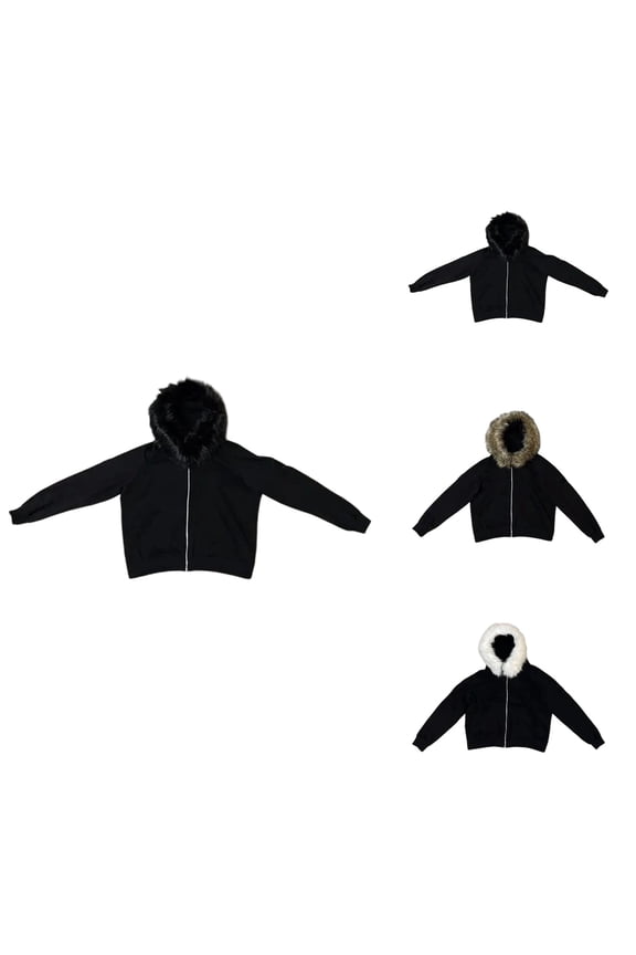 Casual Hooded Jacket Lined Pullover, Oversized Graphic Sweatshirt with Therian Trim, Y2K Goth Zip-Up Streetwear Outerwear for Fall Winter 2025