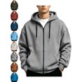 thumbnail image 1 of Casual Hooded Jackets for Men Zip Up Long Sleeve Solid Color Going Out Jacket, 1 of 9