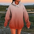 thumbnail image 1 of Casual Hoodies for Women Fashion Crew Neck Knit Long Sleeve Sweatshirts with Pocket Oversize Pullover Tops (S, White Red), 1 of 5