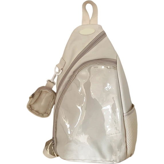 Casual Ita Bag Transparent Shoulder Bag Chest Bag Simple Pin Display Chest Pack Single Shoulder Bag Handbag Phone Bag for Women Men