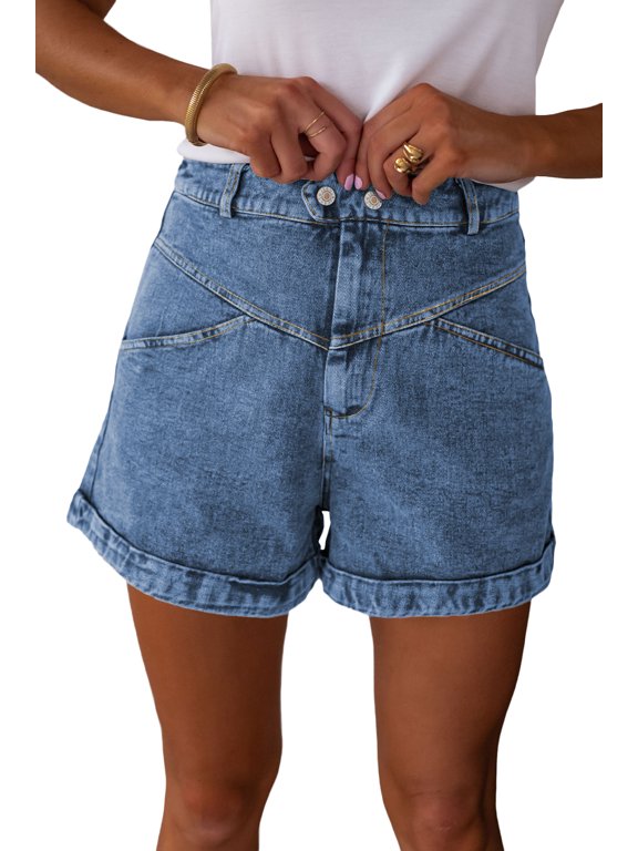 Casual Ivy Denim Shorts for Women – Natural Waist Utility Style with Functional Pockets, 8