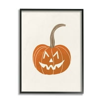Casual Jack-o-Lantern Smile Holiday Graphic Art Black Framed Art Print Wall Art