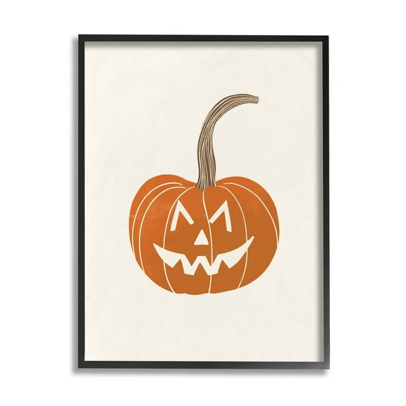 Casual Jack-o-Lantern Smile Holiday Graphic Art Black Framed Art Print Wall Art