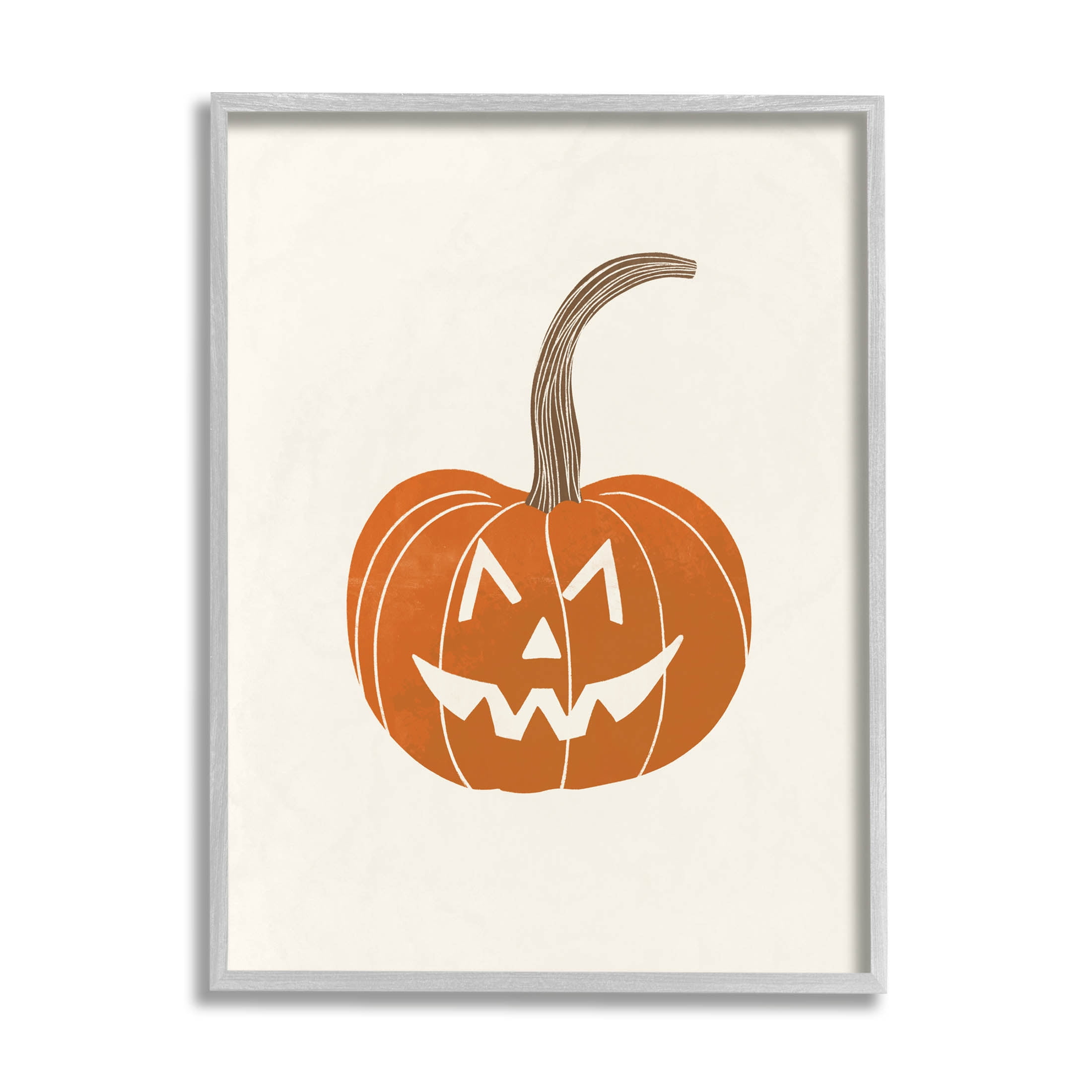 Casual Jack-o-Lantern Smile Holiday Graphic Art Gray Framed Art Print Wall Art