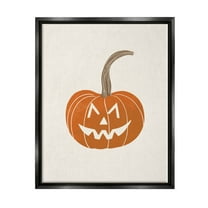 Casual Jack-o-Lantern Smile Holiday Graphic Art Jet Black Framed Art Print Wall Art