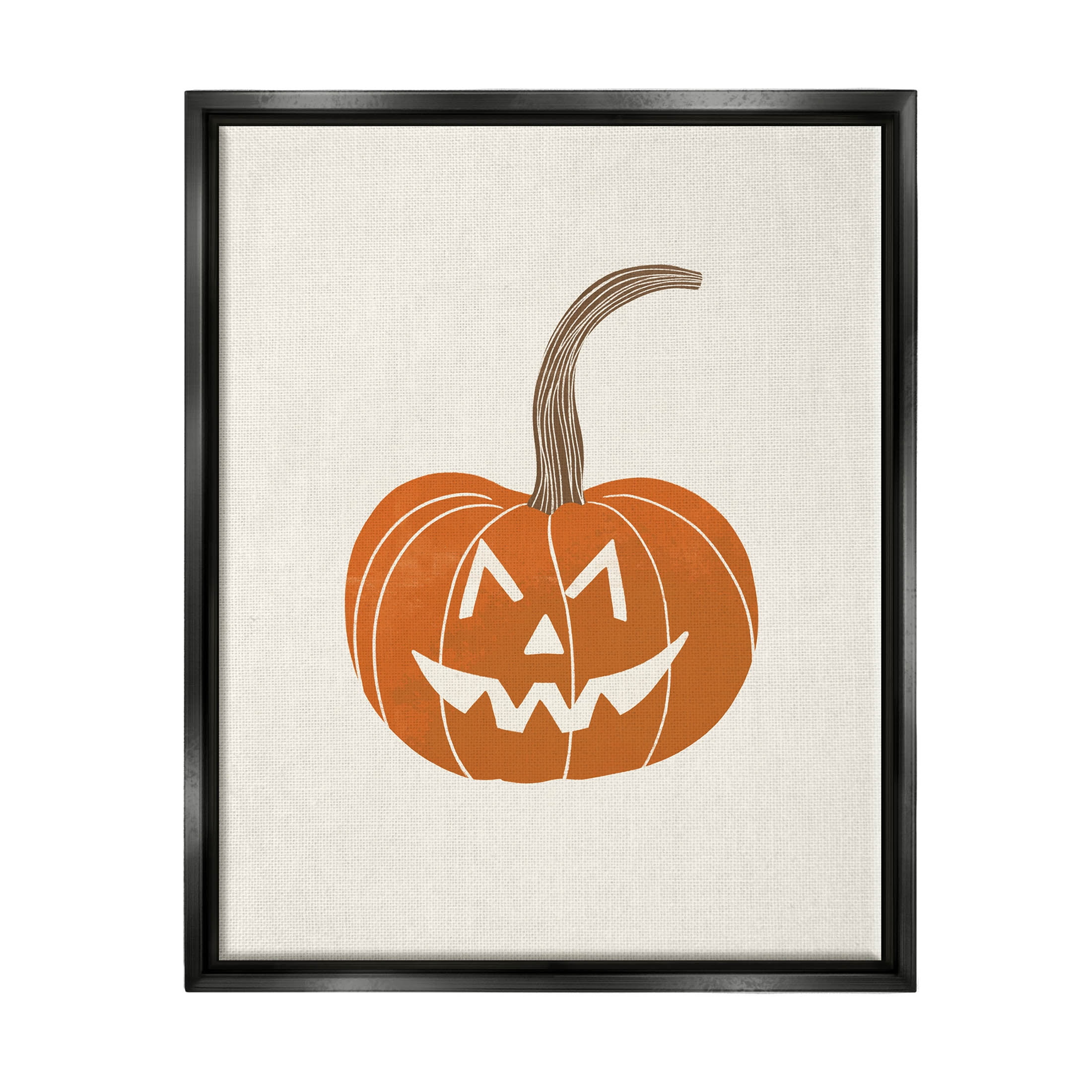 Casual Jack-o-Lantern Smile Holiday Graphic Art Jet Black Framed Art Print Wall Art