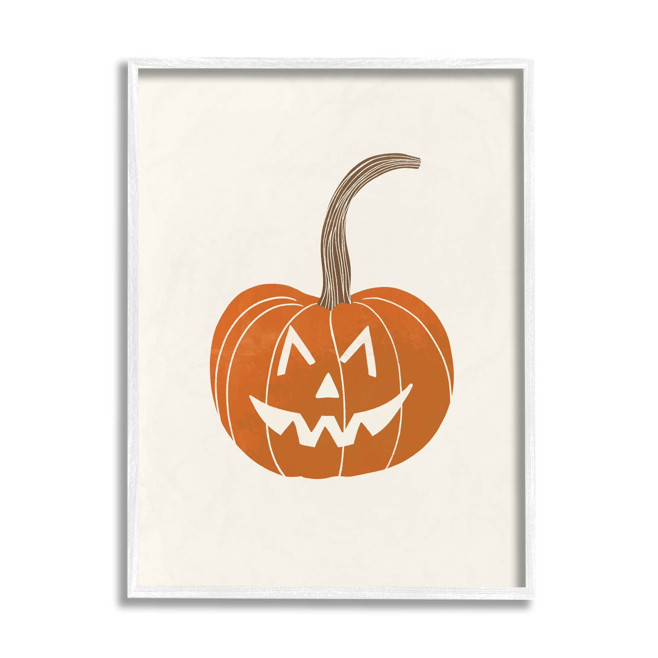 Casual Jack-o-Lantern Smile Holiday Graphic Art White Framed Art Print Wall Art