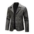 thumbnail image 1 of Casual Jacket Jerdar Men Casual Solid Fashion Motorcycle Turndown Collar Leather Winter Jacket Suit Coat, 1 of 9