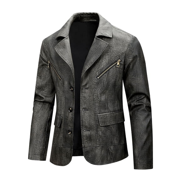 Casual Jacket Jerdar Men Casual Solid Fashion Motorcycle Turndown Collar Leather Winter Jacket Suit Coat
