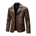 thumbnail image 1 of Casual Jacket Jerdar Men Casual Solid Fashion Motorcycle Turndown Collar Leather Winter Jacket Suit Coat, 1 of 9