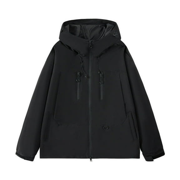Casual Jacket Lightweight Windbreaker Outdoor Workwear Coat for Men & Women Daily Wear Sports and Leisure Slim Fit Versatile Spring Autumn Winter,Black,XL