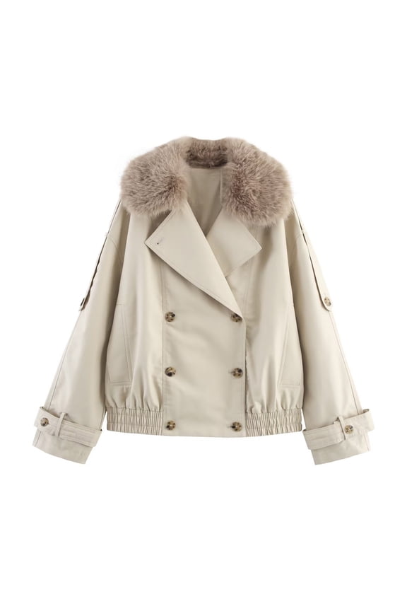 Casual Jacket for Women Fall Double Breasted Outerwear Green XS