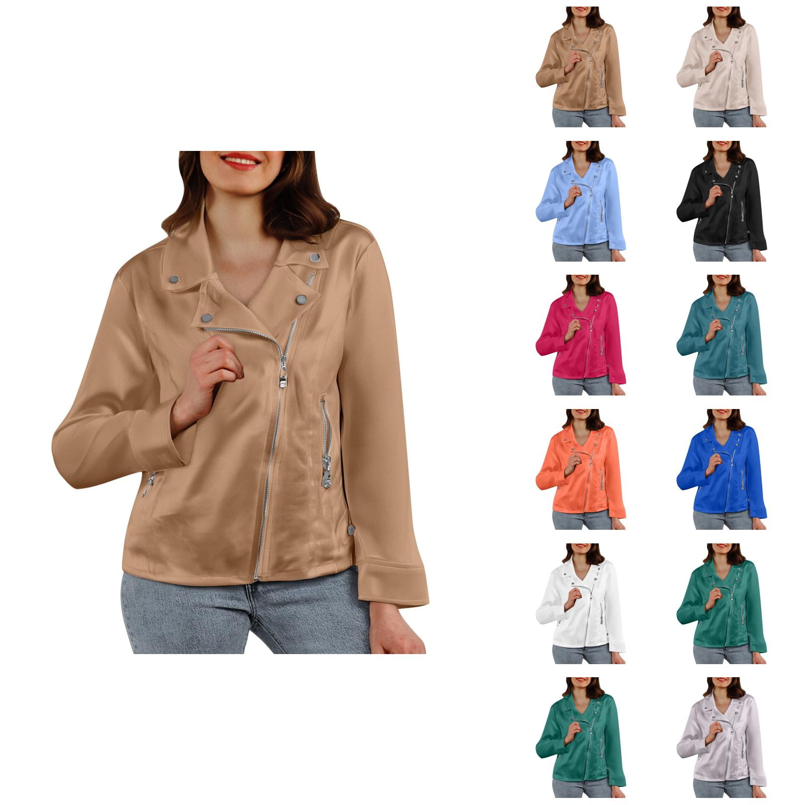 Short Casual Zip Lapels Jacket