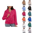 thumbnail image 1 of Casual Jacket for Women Fall Faux Suede Long Sleeve Slim Fit Zip Up Collared Cropped Jacket with Pockets Outerwear, 1 of 5