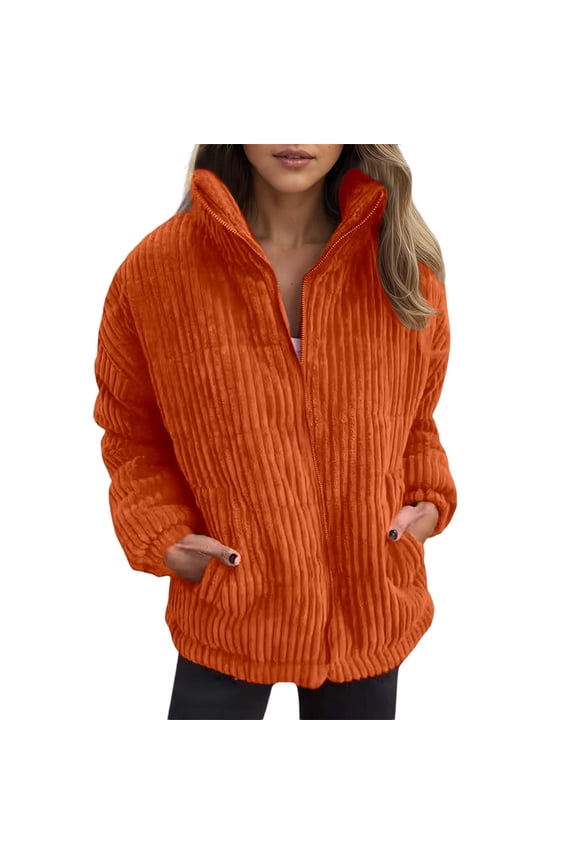 Casual Jackets for Everyday Wear | Stylish Stand Collar Long Sleeve Coat with Short Pockets for Women Women's Bomber Jacket Casual Coat