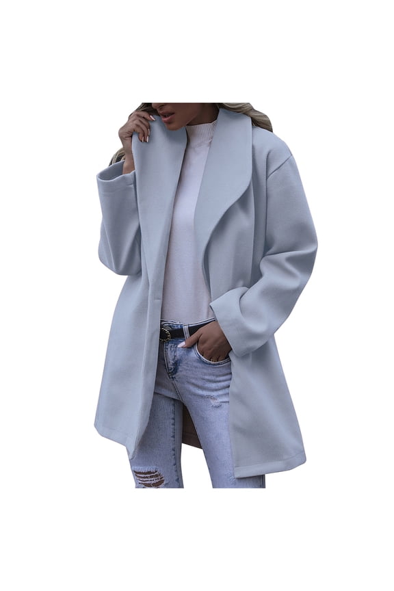 Casual Jackets for Juniors Women's Wool Thin Jacket Coat Trench Jacket Coat Warm Solid Long Jacket