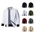thumbnail image 1 of Casual Jackets for Men 2025 Fall Winter Long Sleeve Stand Collar Zip Up Jacket Cardigan Outerwear Coat, 1 of 7