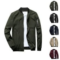 Casual Jackets for Men 2025 Fall Winter Long Sleeve Stand Collar Zip Up Jacket with Pockets Outerwear Coat