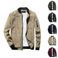 thumbnail image 1 of Casual Jackets for Men 2025 Fall Winter Long Sleeve Stand Collar Zip Up Jacket with Pockets Outerwear Coat, 1 of 7