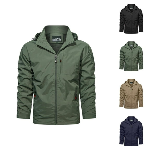 Casual Jackets for Men 2025 Fall Winter Trendy Long Sleeve Stand Collar Jacket with Pockets Outerwear Coat