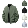 thumbnail image 1 of Casual Jackets for Men 2025 Lightweight Loose Fit Long Sleeve Stand Collar Zip Up Jacket with Pockets Outerwear Coat, 1 of 3