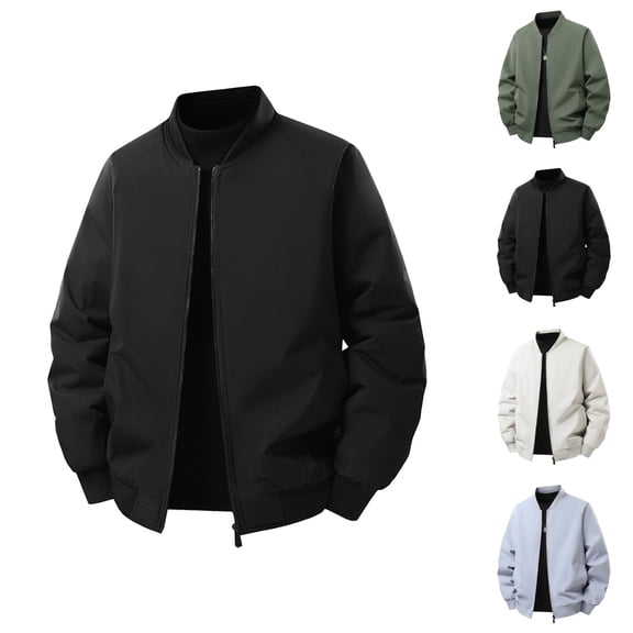 Casual Jackets for Men 2025 Lightweight Loose Fit Long Sleeve Stand Collar Zip Up Jacket with Pockets Outerwear Coat