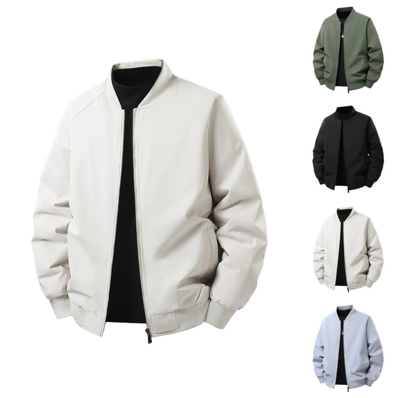 Casual Jackets for Men 2025 Lightweight Loose Fit Long Sleeve Stand Collar Zip Up Jacket with Pockets Outerwear Coat